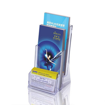 Μπροσούρα 3 Grid Clear Acrylic Business Card Holder Διάφανη επιφάνεια εργασίας Θήκη φυλλαδίου Πιστωτική οθόνη Stand Bank Card Men Office