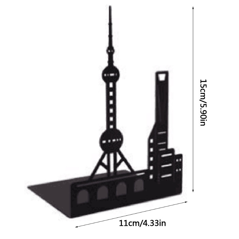 1Pc Stylish Premium Metal Bookends Creative Hollow-out Art Landmark Book Stands Creative Gift Αντιολισθητικά Bookends Υποστήριξη βιβλίων