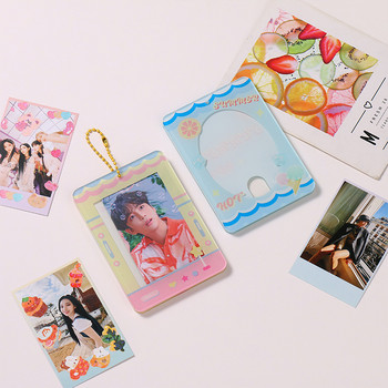 Kawaii 3-инчов акрилен държач за карти Kpop Photocard Защитен калъф Girls Idol Photo Sleeves Чанта Висулка Ключодържател Декор Канцеларски материали