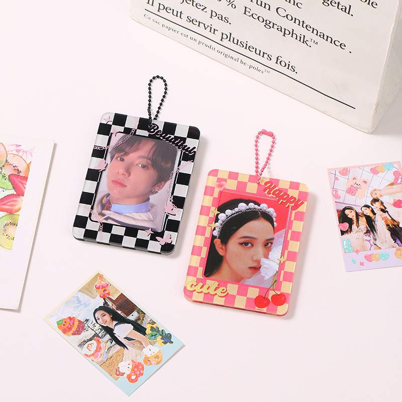 Suport pentru card acrilic Kawaii de 3 inch Kpop Husă de protecție pentru cartele foto pentru fete Idol Fotografie mâneci geantă pandantiv breloc decor Papetarie