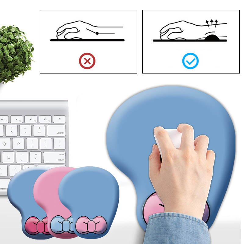 Neklizajuća podloga za miš Podloga za zapešće Bow Print Mouse Pad Meka podloga Udobna mekana stabilna elastična uredska oprema