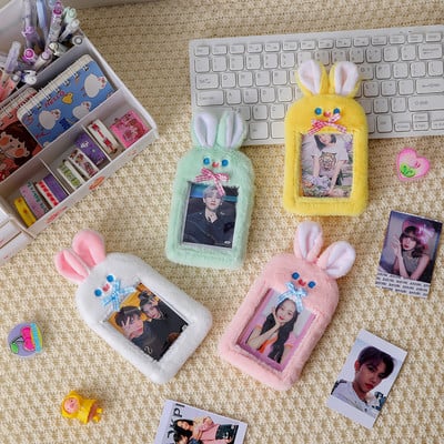 New Arrival Kawaii Yellow Rabbit βελούδινο κάτοχος φωτογραφικής κάρτας Φωτογραφία Κάρτα λεωφορείου Προστατευτική θήκη τσάντα κρεμαστό χαρτικά