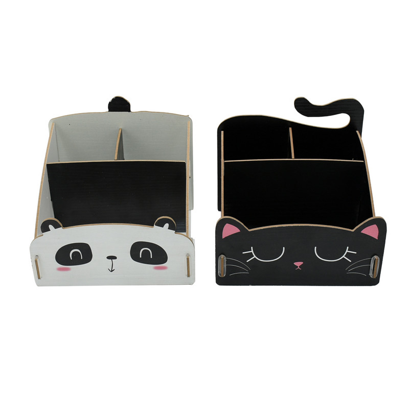 Kreativni drveni stol Uredski organizator Držač olovke za pohranu Stolna olovka Razni pribor Kutija za bedžove Slatka stolna oprema