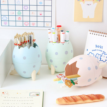 Kawaii Dinosaur Egg Stand Θήκη Μακιγιάζ Storage Box Επιτραπέζια βάση Organizer Θήκη Σχολική Χαρτικά Γραφείου