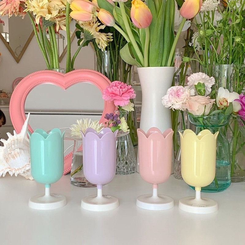 Macaron Colour Petal Girl Heart Držač za olovke Kanta za pohranu četkica za šminku Retro Flower Desk Organizer Olovke za pohranu olovki Stalak za pohranu četkica
