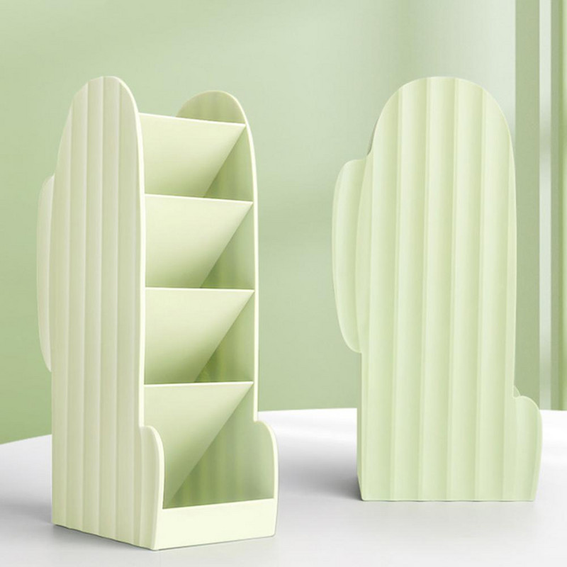 Husă pentru creion Suport portabil pentru stilou îngroșat Conveneint Noutate drăguț în formă de cactus, introdus oblic, organizator de birou cu 4 grile