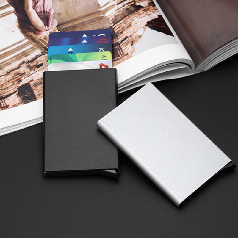 KDD hitelkártya tartó Anti Protect utazási igazolvány kártyatartó férfi női RFID pénztárca fém tok Porte Carte doboz