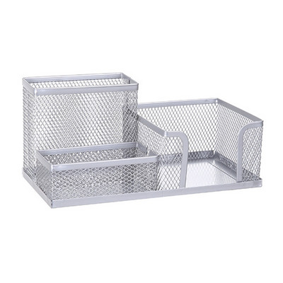 Suport pentru creion cu plasă de grătar elegant pentru birou 3 compartimente Suport stilou Organizator cupa creion Organizator de papetărie pentru birou