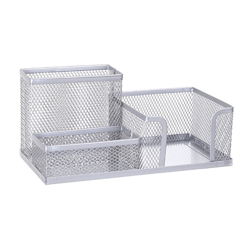 Suport pentru creion cu plasă de grătar elegant pentru birou 3 compartimente Suport stilou Organizator cupa creion Organizator de papetărie pentru birou