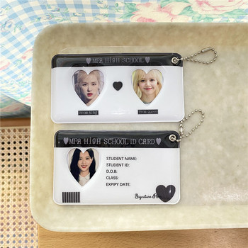 Black White Love Heart Kpop Photo Card Holder Idol Photo Protective Display Photocards Protective Holder Kawaii Канцеларски материали