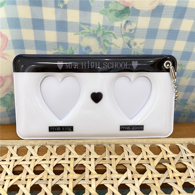 Μαύρο Λευκό Love Heart Kpop θήκη κάρτας φωτογραφιών Idol φωτογραφία Προστατευτική οθόνη Photocards Protective holder Kawaii Stationery