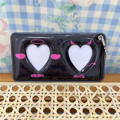 Μαύρο Λευκό Love Heart Kpop θήκη κάρτας φωτογραφιών Idol φωτογραφία Προστατευτική οθόνη Photocards Protective holder Kawaii Stationery