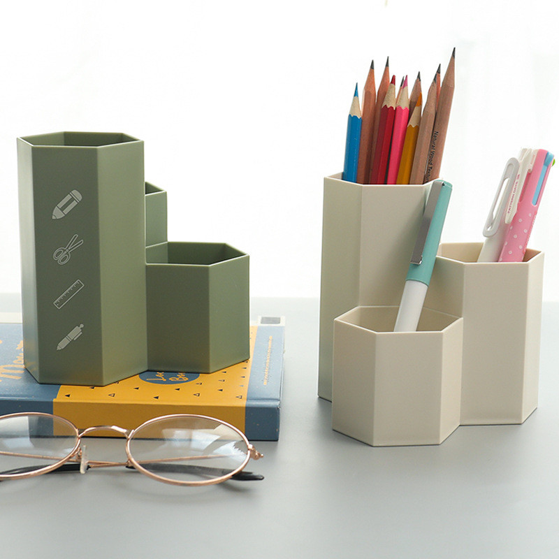 Stolni držač za olovke, 3 utora za stolni uredski organizator, držač kista za šminku