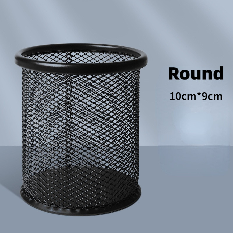 Nova metalna mrežasta kvadratna okrugla olovka Lonac Kutija za čaše Organizator Spremnik Držač olovke Uredski stol Izdržljiva pernica