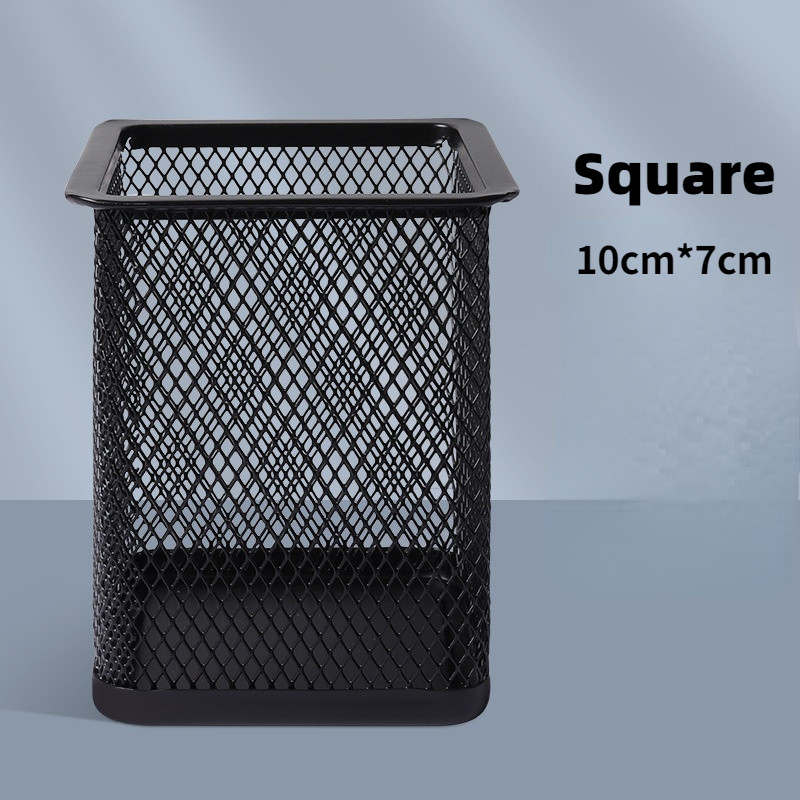 Nova metalna mrežasta kvadratna okrugla olovka Lonac Kutija za čaše Organizator Spremnik Držač olovke Uredski stol Izdržljiva pernica