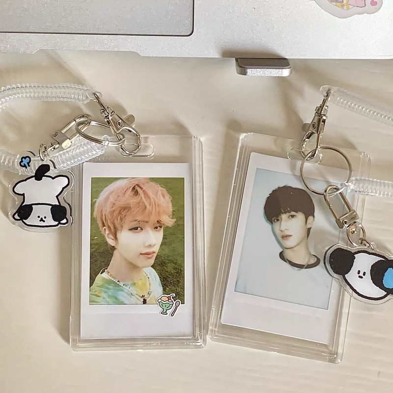 MINKYS új érkezésű Kawaii kutya akril átlátszó Kpop fotókártya tartó fotókártya tartó bálvány gyűjtő ujjak medállal