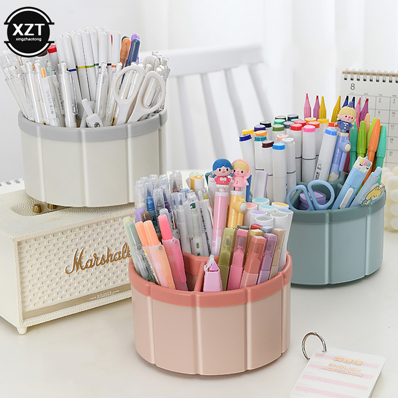 360° rotējošs pildspalvu turētājs lielas ietilpības jauks zīmuļu uzglabāšanas kastīte Galddatora organizators Skolas biroja kancelejas preces