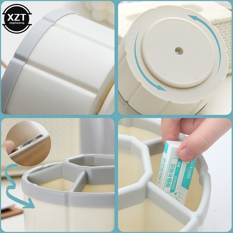 360° rotējošs pildspalvu turētājs lielas ietilpības jauks zīmuļu uzglabāšanas kastīte Galddatora organizators Skolas biroja kancelejas preces