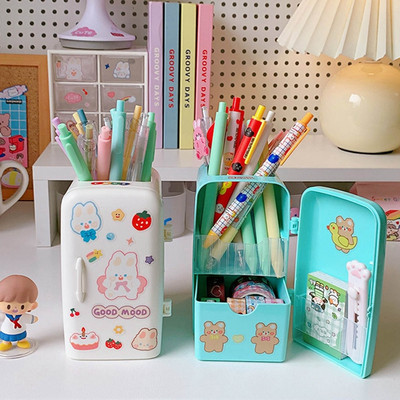 Slatki Kawaii hladnjak Držač za olovke Stolne šminke Kistovi Penkale Kutija za pohranu Kreativni školski pribor Uredski pribor