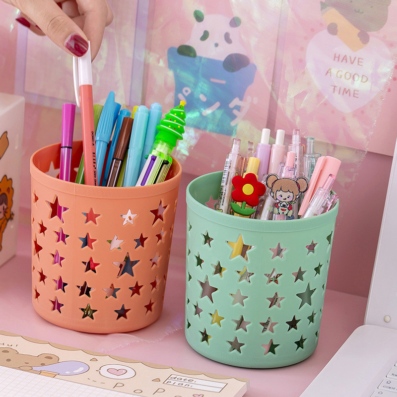 Roztomilý držiak na pero s dutou hviezdou Kawaii štetcom na ceruzky Úložný kontajner na stôl Organizér na papiernictvo Držiak na pero Deti Darček Kancelárske potreby