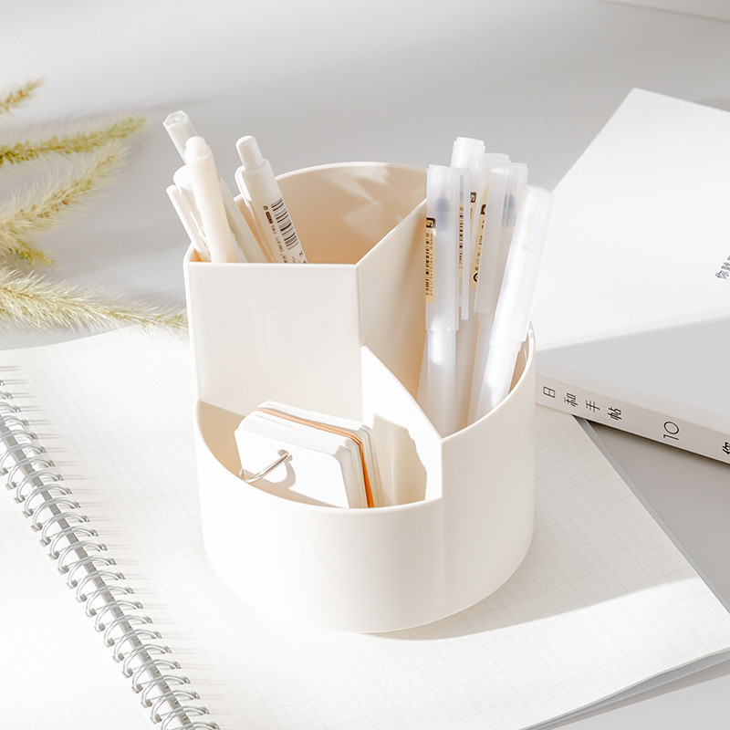 Višenamjenski držač za olovke s 3 rešetke, rotirajući za 360 stupnjeva, veliki kapacitet šminke, stolni organizator, kutija za olovke, školski pribor