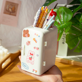Сладък мини държач за химикалка за хладилник Kawaii Пластмасова креативна писалка за съхранение на настолен компютър Четка за грим Кутия за съхранение на домашен офис