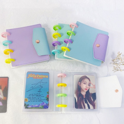 MINKYS cukorka színes gombalyuk PU 3 hüvelykes Kpop fotókártyák album Gyűjtési könyv Csillagvadász Album Kis kártyatároló album