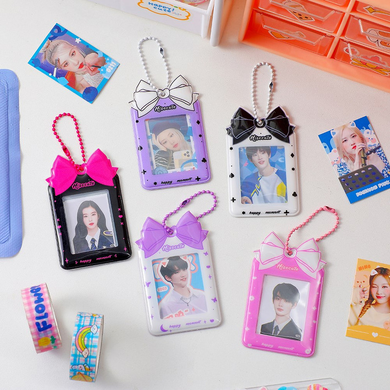 Nový prírastok Kawaii 1/2 palcový držiak na karty s mašľou Kpop Idol, ochranné puzdrá na fotografie, papiernictvo