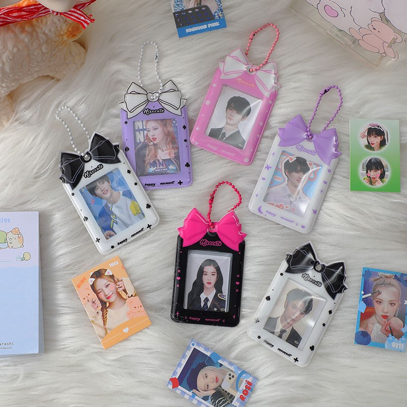 Nový prírastok Kawaii 1/2 palcový držiak na karty s mašľou Kpop Idol, ochranné puzdrá na fotografie, papiernictvo