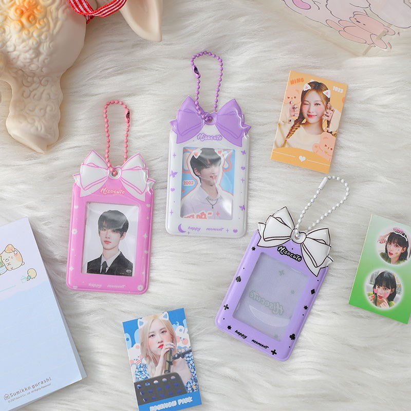 Nový prírastok Kawaii 1/2 palcový držiak na karty s mašľou Kpop Idol, ochranné puzdrá na fotografie, papiernictvo