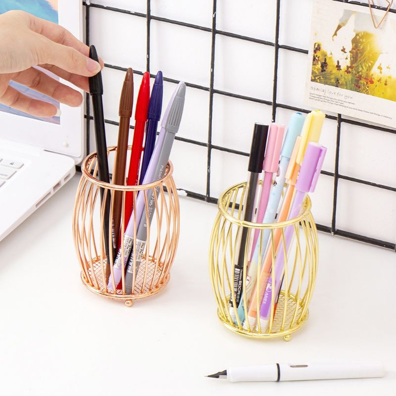 Zlatni/roza zlatni okrugli štap, cilindrična olovka, držač za kolekciju olovki, alat za pohranu kistova za kućni ured, organizator za stol
