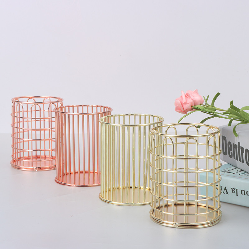 Új INS asztali tolltartó irodai iskolai tároló tok Fém Gold Rose Gold Box asztali ceruza rendszerező lakberendezési sminktároló