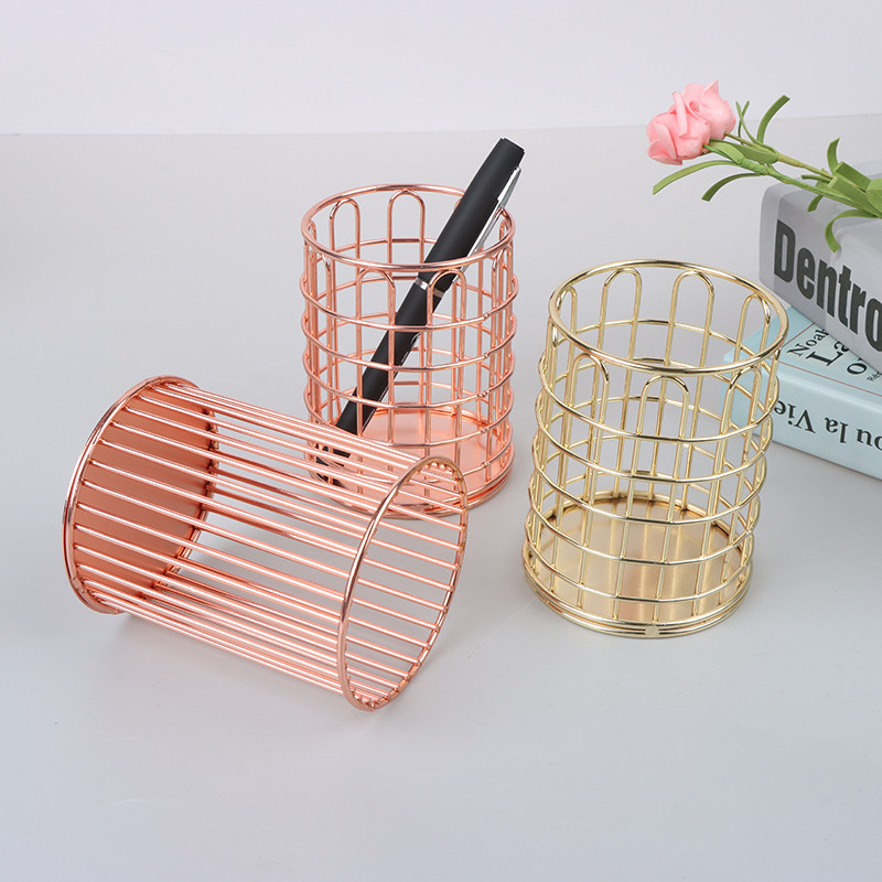 Új INS asztali tolltartó irodai iskolai tároló tok Fém Gold Rose Gold Box asztali ceruza rendszerező lakberendezési sminktároló