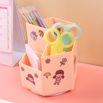 INS rotirajući držač za olovke Kutija za šminku u kućnom uredu Pribor za pisma DIY Kreativna radna površina studentska kanta za pohranu šalica za olovke Stolni organizator