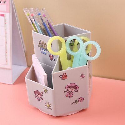 INS rotirajući držač za olovke Kutija za šminku u kućnom uredu Pribor za pisma DIY Kreativna radna površina studentska kanta za pohranu šalica za olovke Stolni organizator