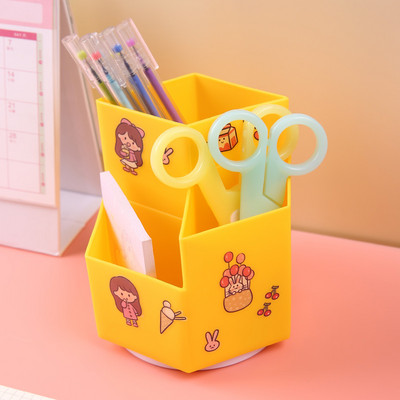 INS rotirajući držač za olovke Kutija za šminku u kućnom uredu Pribor za pisma DIY Kreativna radna površina studentska kanta za pohranu šalica za olovke Stolni organizator