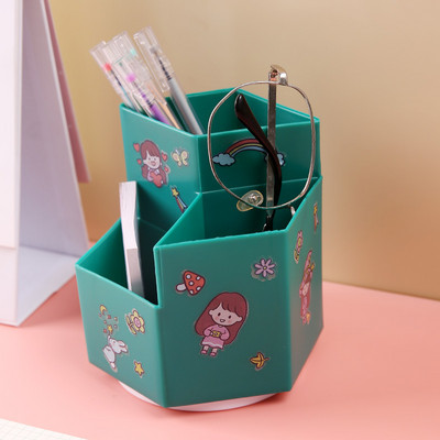 INS rotirajući držač za olovke Kutija za šminku u kućnom uredu Pribor za pisma DIY Kreativna radna površina studentska kanta za pohranu šalica za olovke Stolni organizator