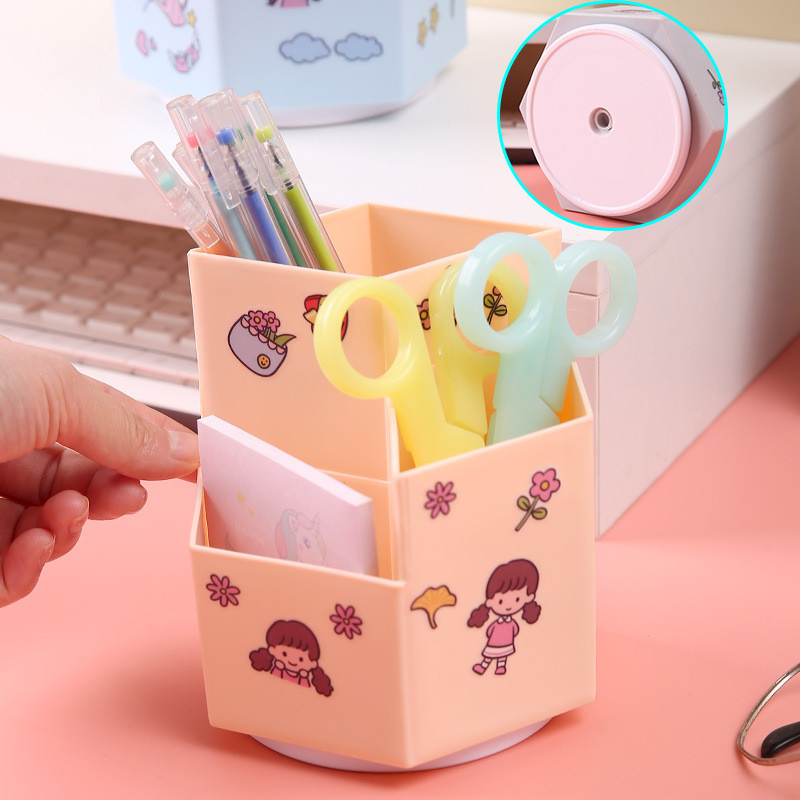 INS rotirajući držač za olovke Kutija za šminku u kućnom uredu Pribor za pisma DIY Kreativna radna površina studentska kanta za pohranu šalica za olovke Stolni organizator