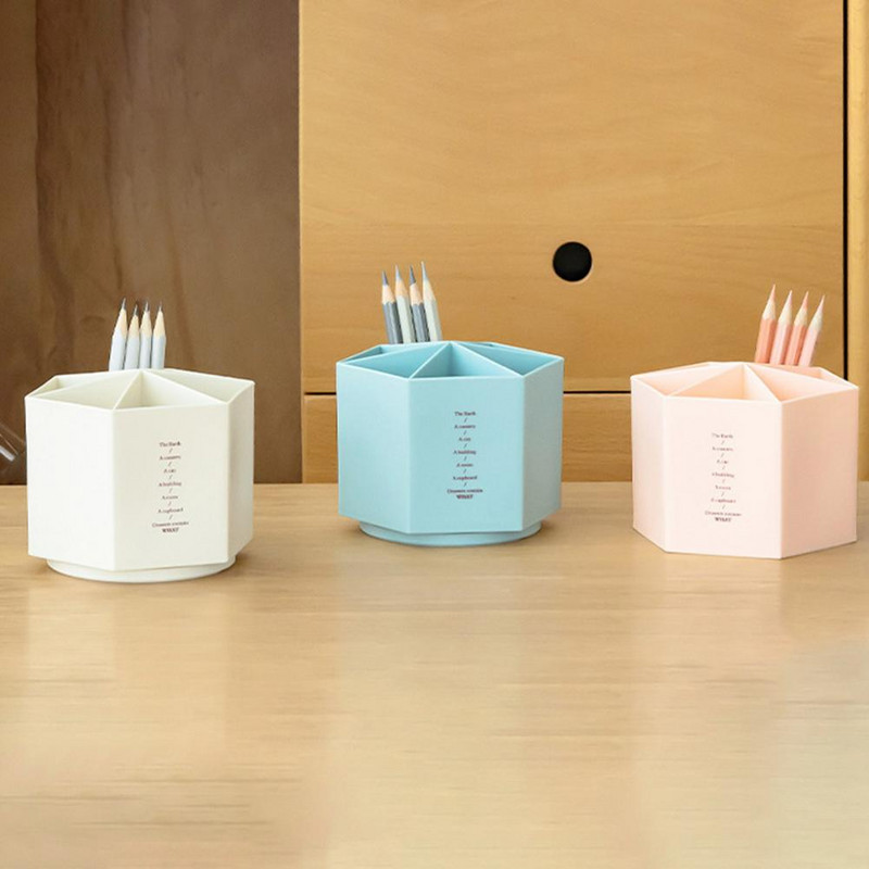 Suport stilou hexagonal Organizator de birou Cutie de depozitare Suport creion multifuncțional Oală Organizator de papetărie Organizator de birou