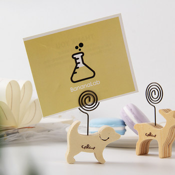 1 бр. Creative Wood Cartoon Животно Wood Horse Desk Note Папка Съобщение Снимка Хартия Клип за карти Стойка Стойка Декорации за дома