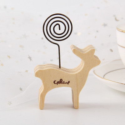 1db Kreatív fa rajzfilm állat fa ló íróasztal jegyzetmappa Üzenet fotó papír kártyakapcstartó tartó Otthoni dekorációk