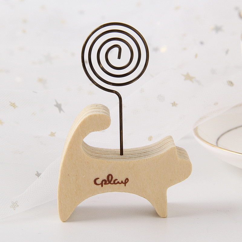 1db Kreatív fa rajzfilm állat fa ló íróasztal jegyzetmappa Üzenet fotó papír kártyakapcstartó tartó Otthoni dekorációk