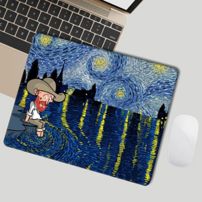 Aranyos egérpad Lovely Kawaii asztali szőnyegek Van Gogh vízálló irodai lakberendezési csésze szőnyeg csúszásgátló lányok fiúszoba