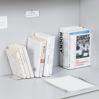 Clear Acrylic Bookends σε σχήμα L Desk Organizer Επιτραπέζια βιβλιοθήκη Σχολική γραφική ύλη Αξεσουάρ γραφείου