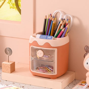 1PC Kawaii Pig Pen Pencil Pot Holder Контейнер за съхранение на четка Органайзер за бюро Многофункционална лента washi Канцеларски материали Офис консумативи