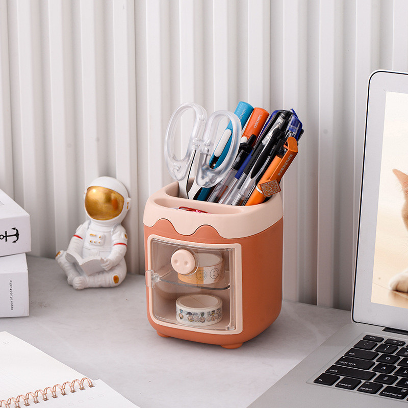 1PC Kawaii Pig Pen Pen Držač za lončić Spremnik za pohranu četkica Stolni organizator Višenamjenska washi traka Uredski pribor