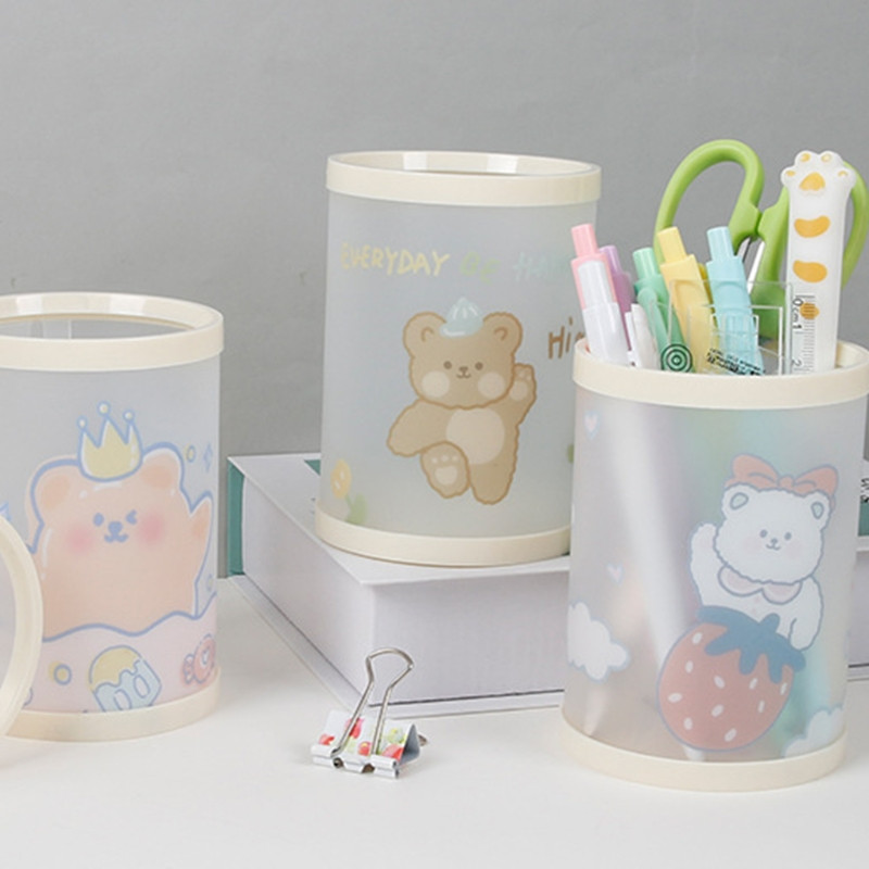 Jauks cilindrisks pildspalvas turētājs karikatūras lāča raksta personalizēts zīmuļu organizators meitenēm skolas biroja Kawaii galda piederums