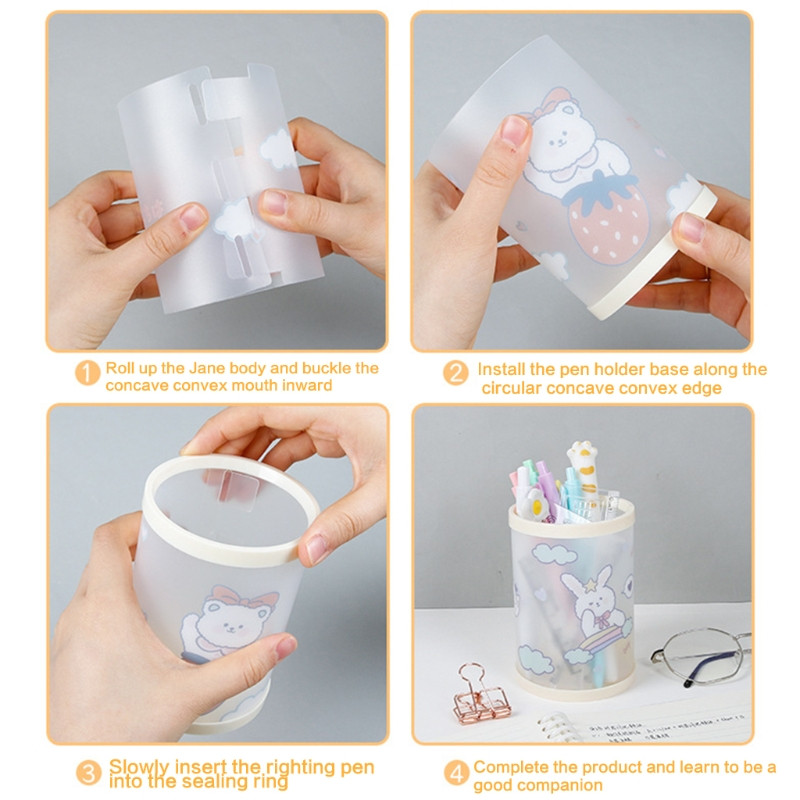 Jauks cilindrisks pildspalvas turētājs karikatūras lāča raksta personalizēts zīmuļu organizators meitenēm skolas biroja Kawaii galda piederums