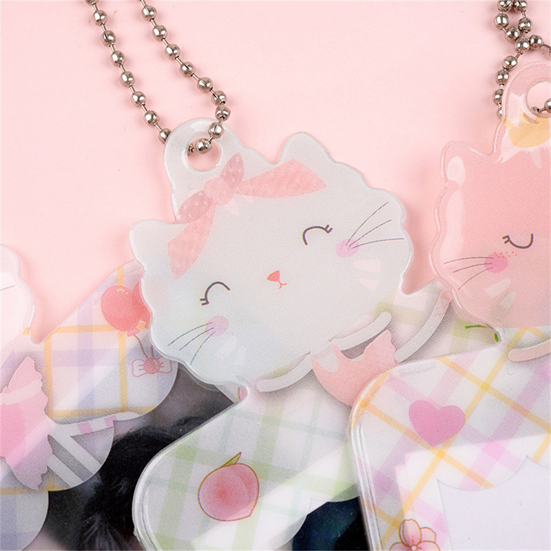 Φωτοκάρτες Kawaii Αποθήκευση με μπρελόκ Γλυκά κορίτσια Κάτοχος κάρτας λεωφορείου Κινούμενα σχέδια μανίκια φωτογραφίας γάτας Χαριτωμένο φοιτητικό στάσιμο