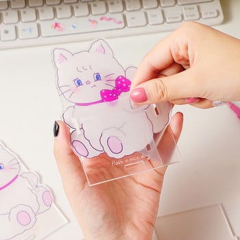 Kawaii Cartoon Acrylic Pen Holder Desktop Organizer INS Transparent Bunny Bear Cat Office Канцеларски материали Кутия за съхранение на козметика